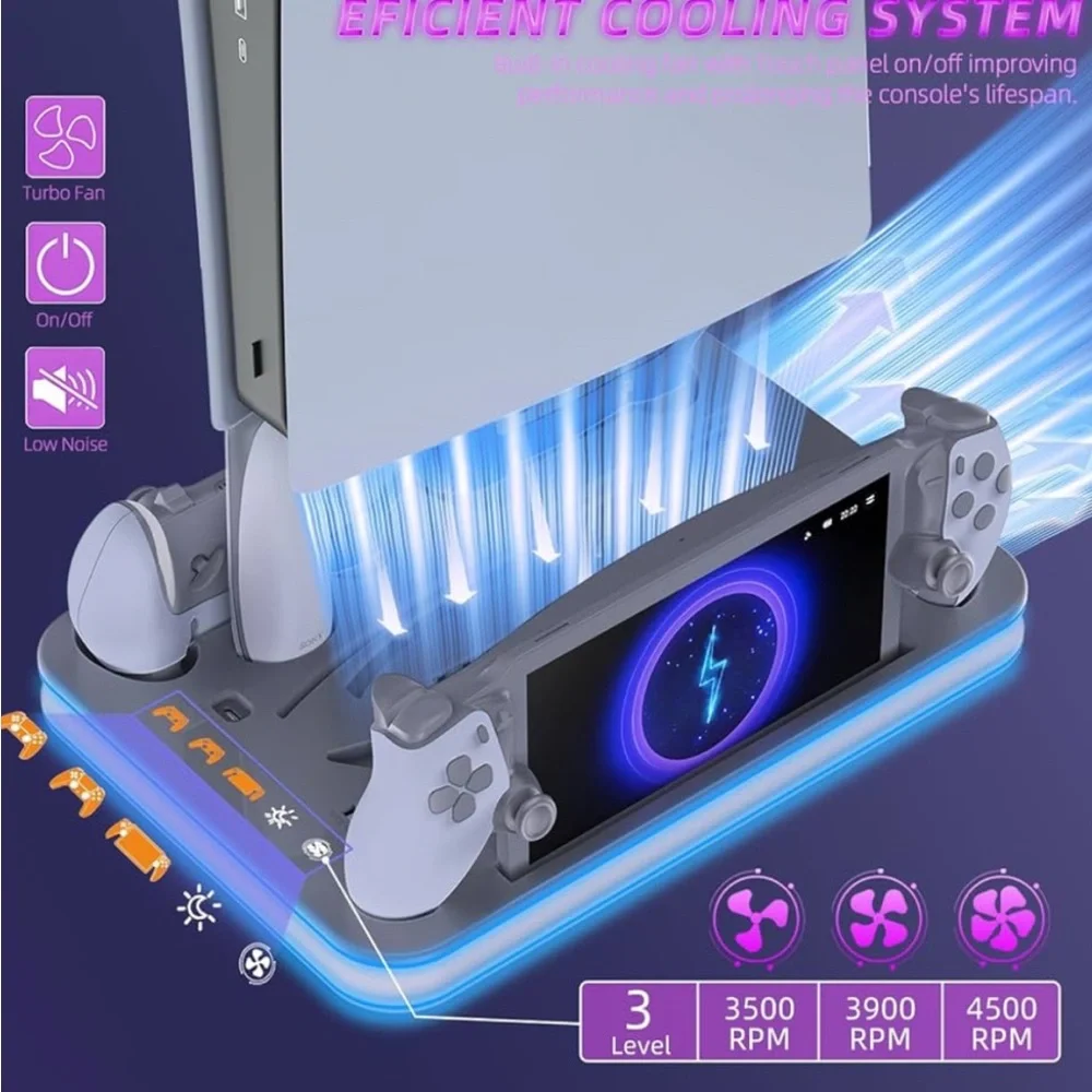 VR Headset Charging Station with LED Lights - Gray